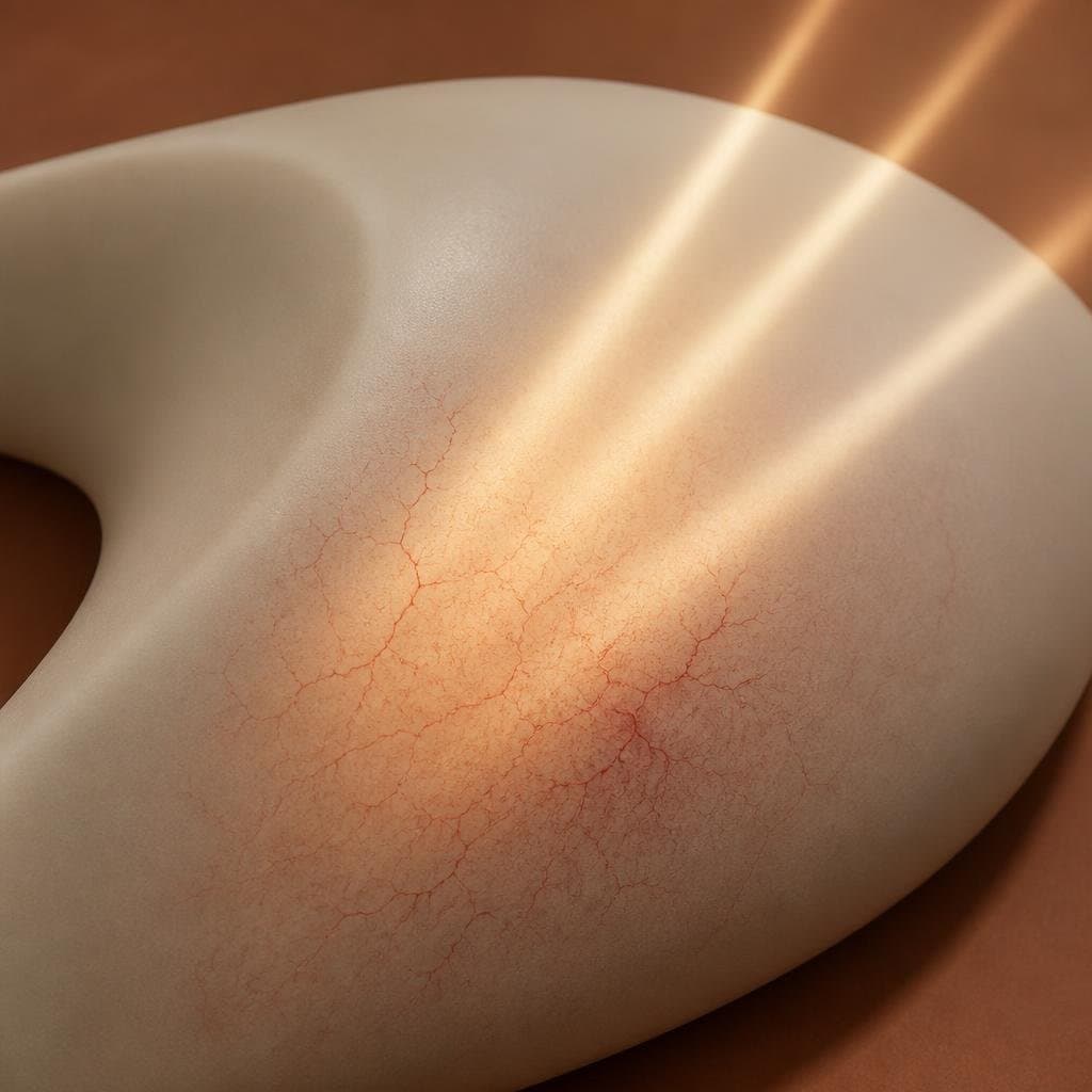 Abstract representation of vascular redness calming during rosacea treatment in Korea