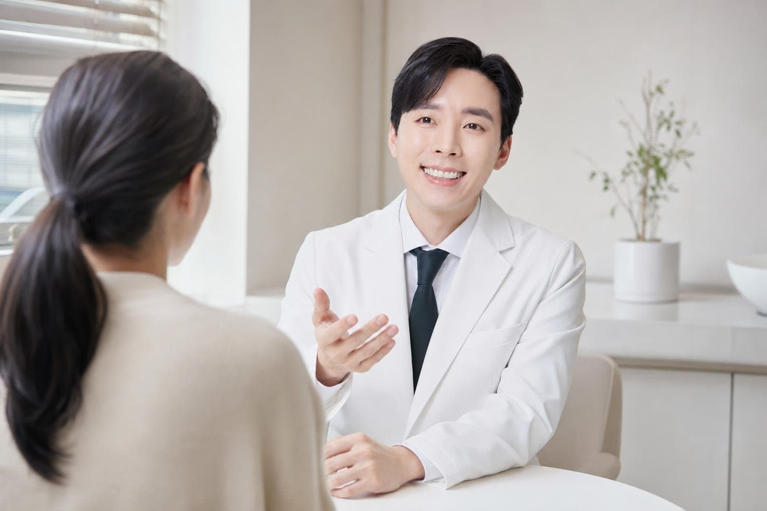 閔貞 院長在首爾 REDI 皮膚科為患者諮詢韓國外泌體