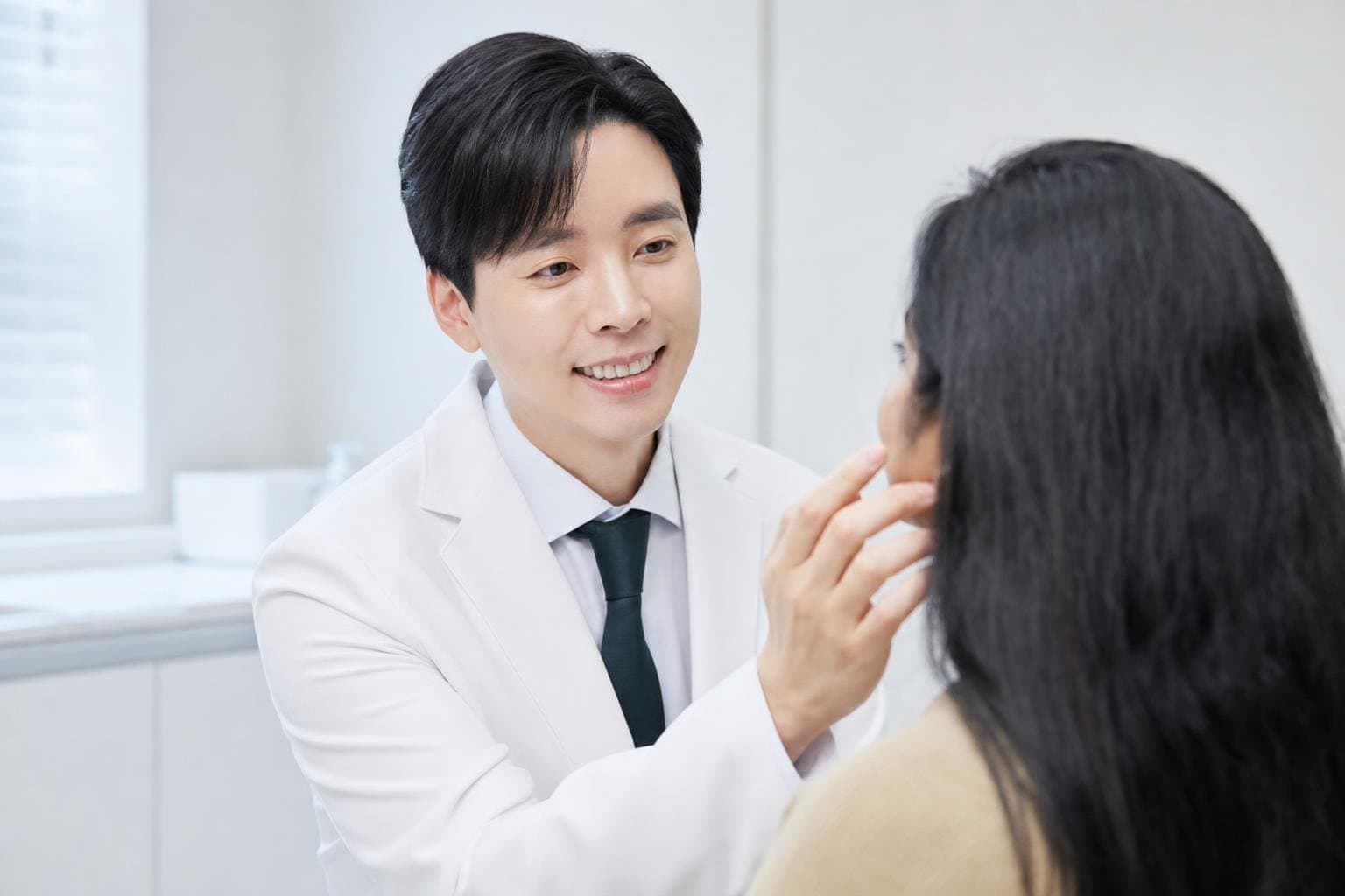Dr. Min Jeong with a patient at REDI Dermatology in Seoul, discussing juvelook volume