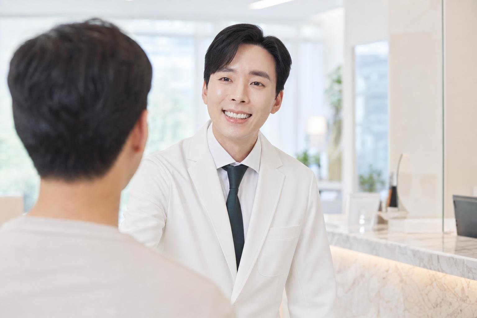閔貞 院長在首爾 REDI 皮膚科為患者諮詢韓國去黑眼圈