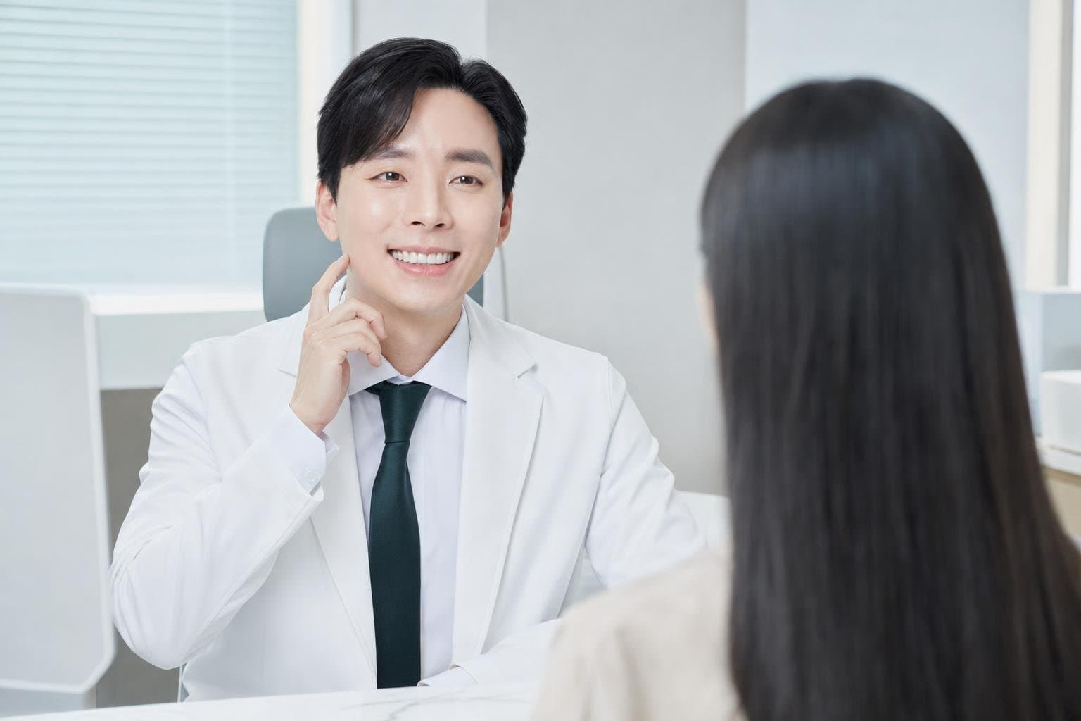 Dr. Min Jeong with a patient at REDI Dermatology in Seoul, discussing onda vs ultherapy