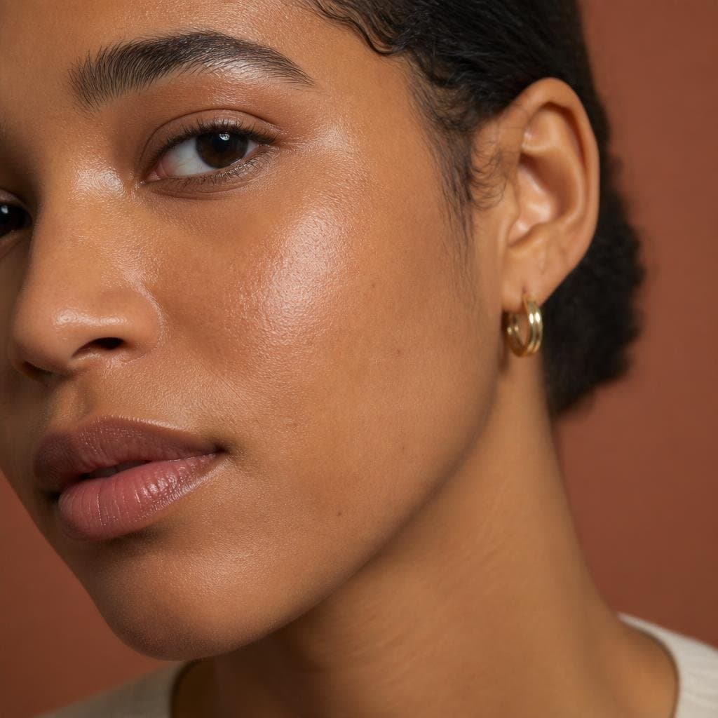 Skin botox in Korea visualised abstractly as fine superficial micro-injection points refining a matte surface