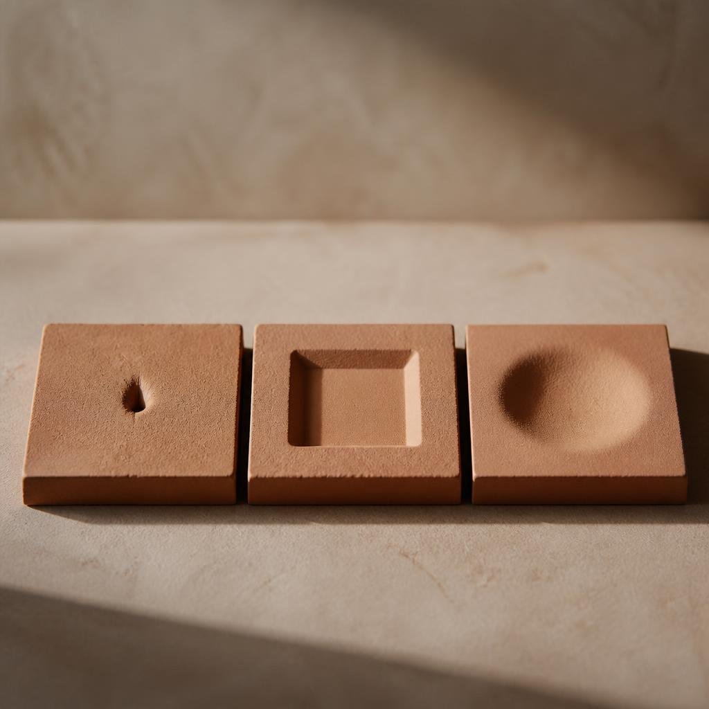 Abstract comparison of three depression profiles in pale clay