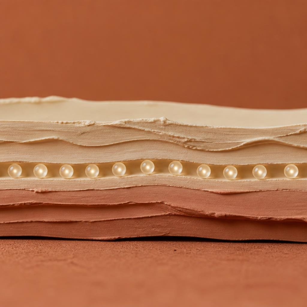 Abstract representation of precise dermal placement during a Rejuran skin booster session