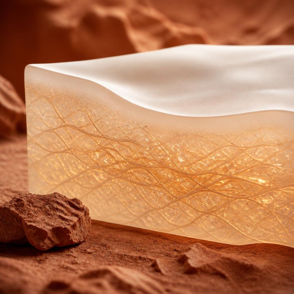 Abstract representation of collagen rebuilding beneath the surface