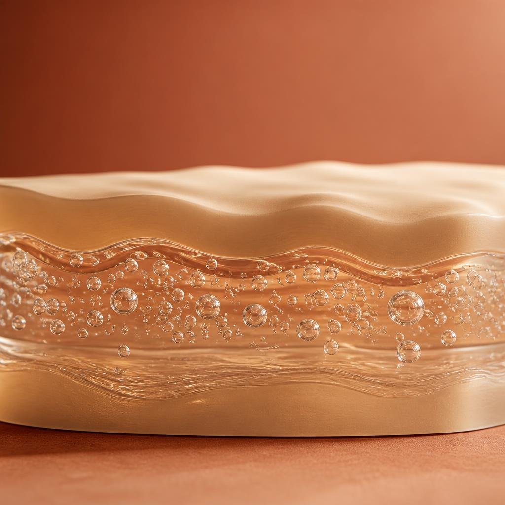Cross-section illustration of how a skin booster works beneath the surface of the skin